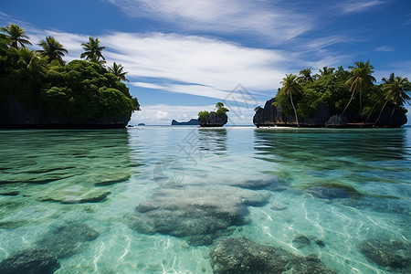 碧海蓝天的热带海滩景观图片