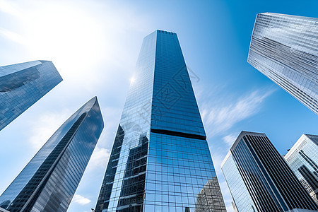 城市金融区的摩天大楼建筑背景图片