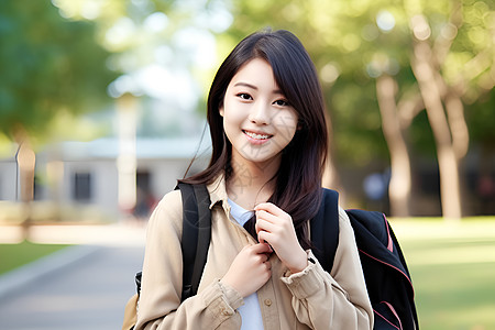 面带微笑的女学生背景图片