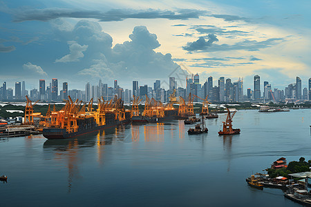 港口城市与船只图片