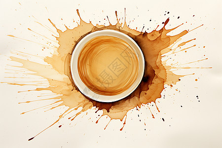 艺术创意的咖啡渍画作图片