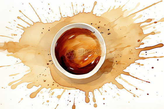 抽象艺术的咖啡渍画作图片