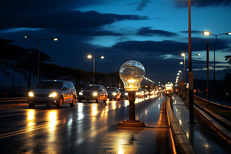 夜晚繁忙的城市道路图片