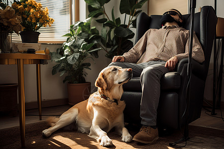 失明患者陪伴的导盲犬图片
