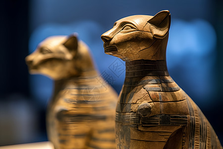 博物馆中的埃及文化雕像背景图片