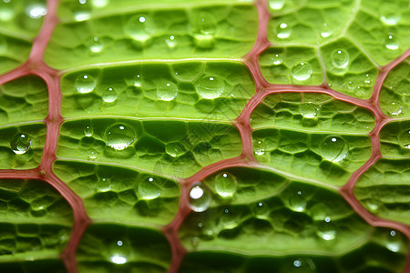鲜绿叶片上的水滴背景图片