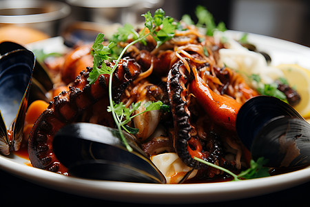 美味可口的章鱼菜系图片