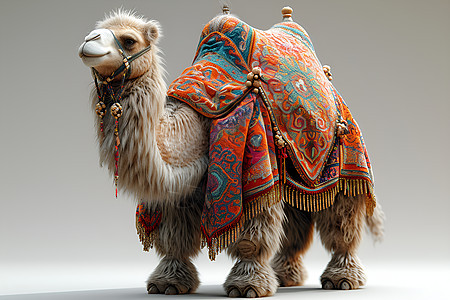 彩色毯子下的骆驼图片