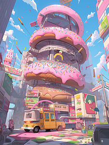 甜甜圈大楼背景图片