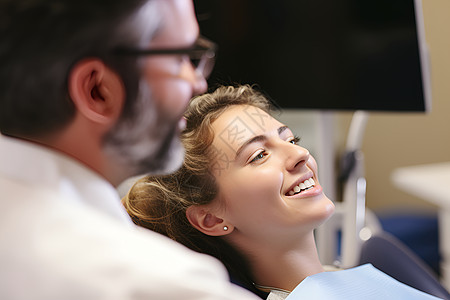 牙齿治疗看牙医的女性患者背景
