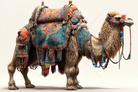 佩戴马鞍的骆驼图片