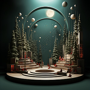 圣诞主题舞台设计背景图片
