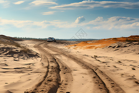 沙漠中的泥土道路图片