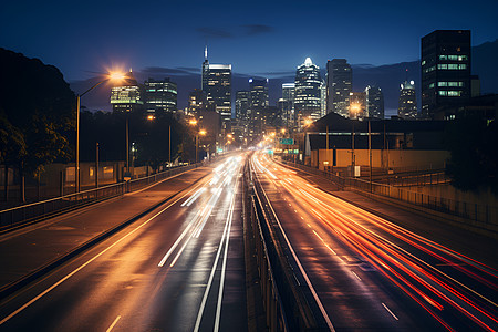 城市夜幕下的道路图片