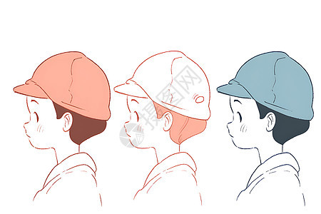 戴着帽子的卡通男孩绘画背景图片