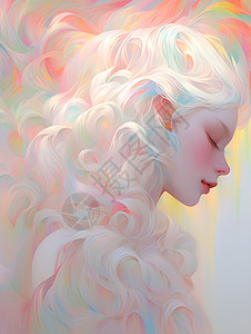 彩虹中的白发仙女图片