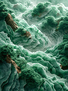 瓷白青绿山水图片