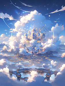 梦幻云端城堡背景图片