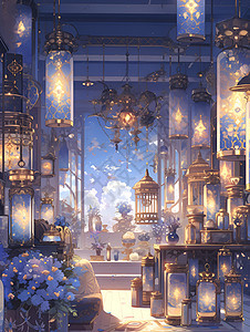 梦幻的天堂城堡背景图片