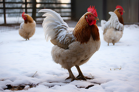 冬季白雪覆盖的鸡舍图片