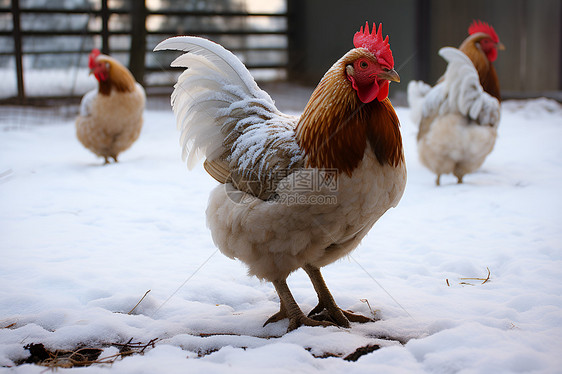 冬季白雪覆盖的鸡舍图片
