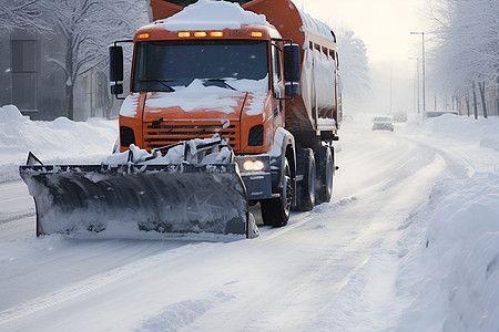 清洁车公路上的除雪车背景