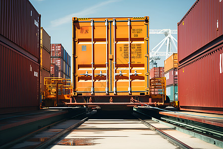 堆满集装箱货物的运输港口图片