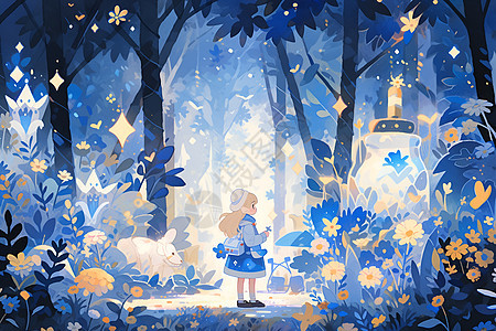 仙境之旅的小女孩背景图片