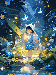 仙境森林中的童话少女图片