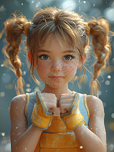 3D可爱天真的小女孩背景图片