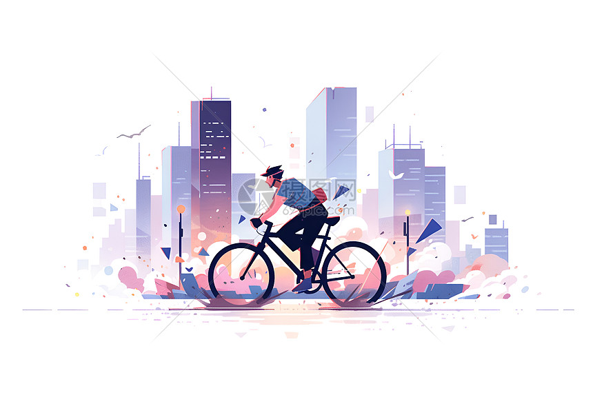 城市骑行的骑行者图片
