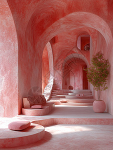 粉色浪漫的中式建筑图片
