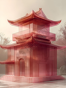 粉色的古典建筑图片
