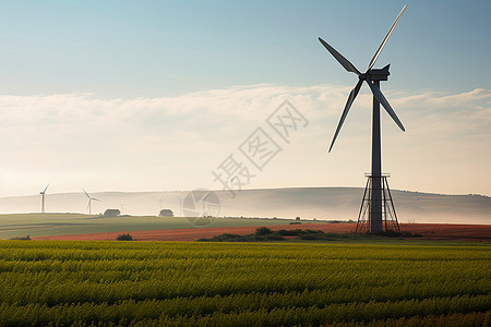 乡村田野中的风力发电场背景图片
