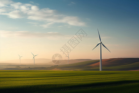清新环保的风力发电场背景图片