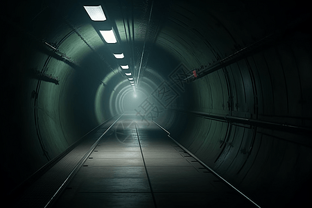 昏暗的隧道紧急出口背景图片