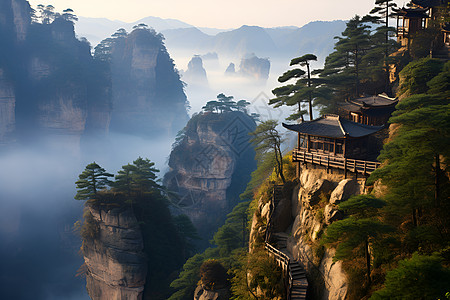 张家界山峦石头山路高清图片