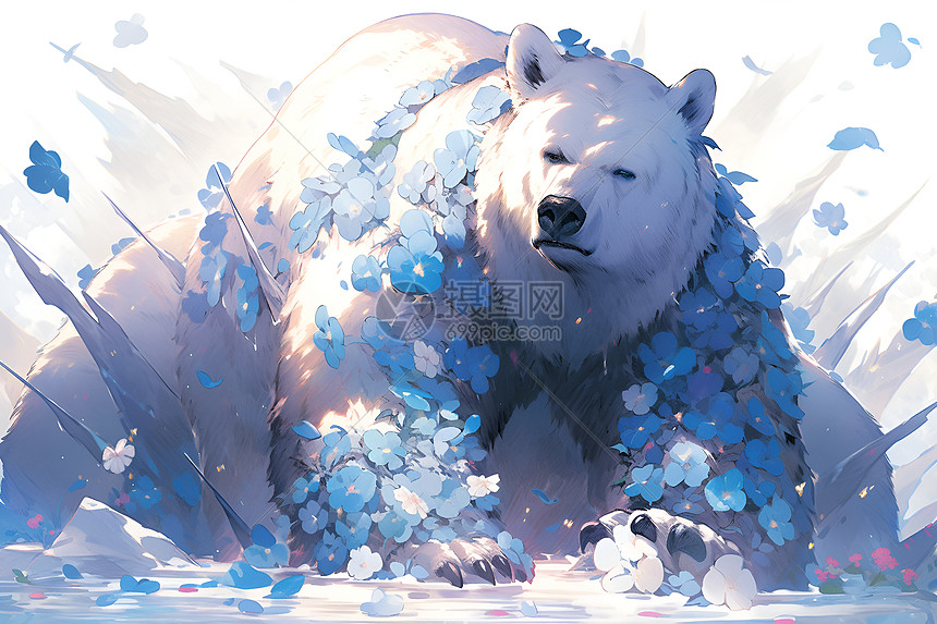 冰熊与花环图片