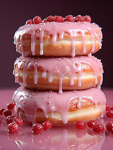 美味的粉色甜甜圈背景图片