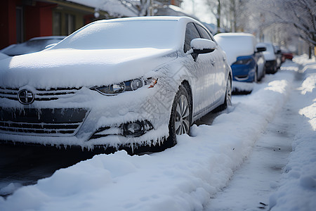 冬日街道上的汽车图片