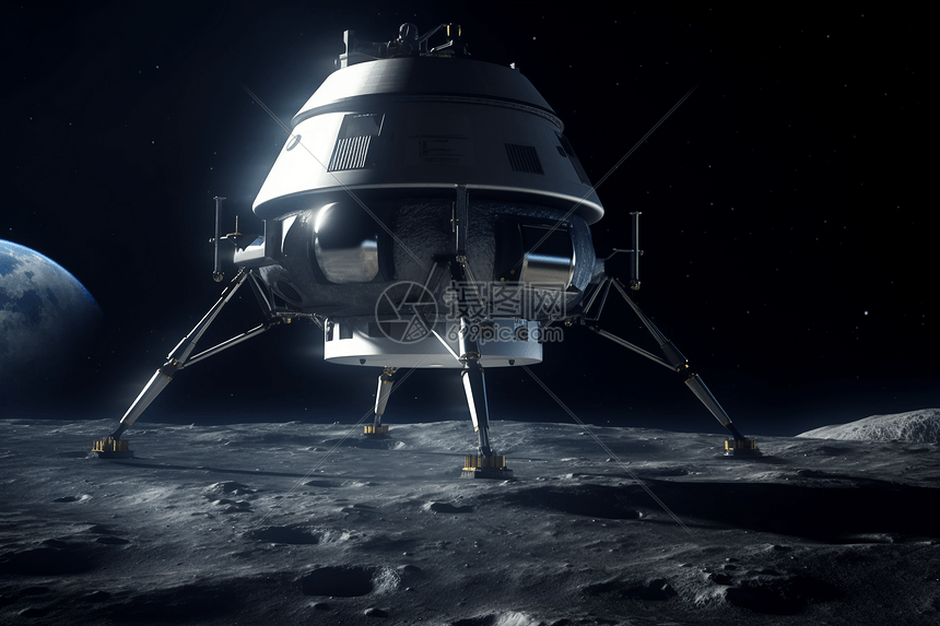 停在月球表面的着陆器图片