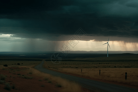 黑暗下的风力涡轮机图片