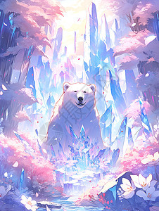 冰川洞穴中的白熊背景图片