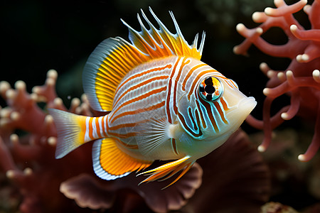 海底的鱼海底游动的珊瑚鱼背景