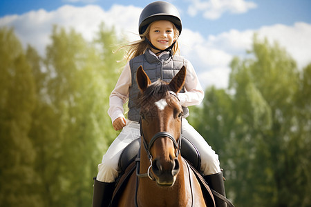 骑马的女孩背景图片