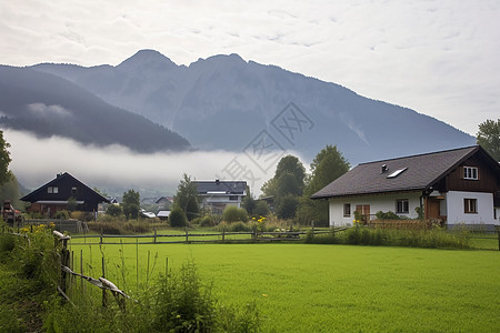 乡村风景下的小屋图片