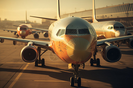 全货机等待装载的航空货机背景