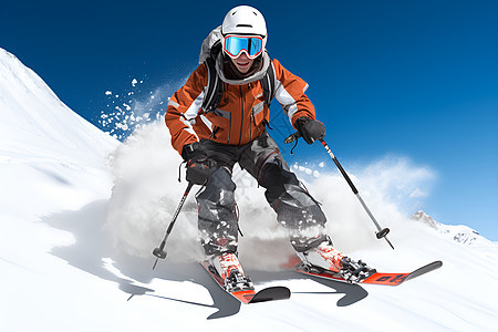 滑雪者滑过雪坡背景图片