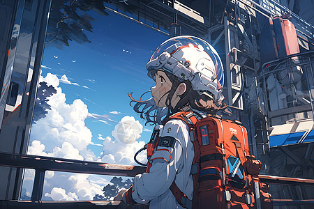 太空探险的少女背景图片