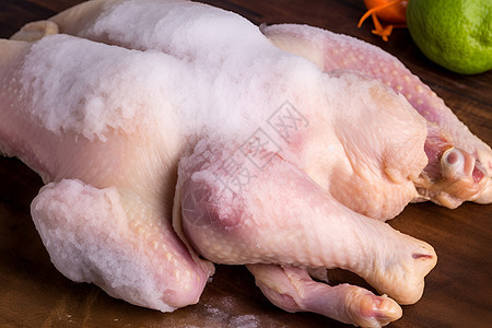 冰冻的新鲜鸡背景图片